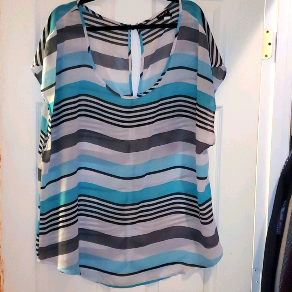 Torrid size 3 teal stripes blouse